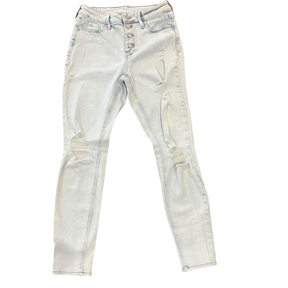 Old Navy Womens Rockstar Super Skinny High Rise Button Fly Light Wash Jeans Sz 4 - Picture 1 of 8